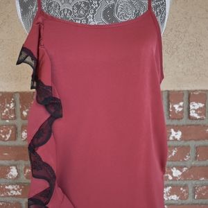 Scoop Neck Silky Ruffle Cami